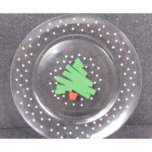 Dayton Hudson Christmas Tree Plate Arcoroc France 1988 Clear Glass 8 Inch
